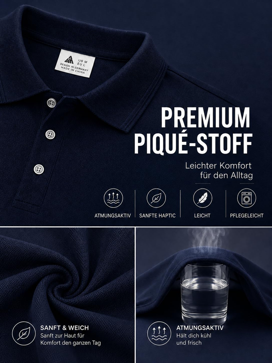 ZITY Lot de 5 Polos Homme Manches Courtes en Polyester, Hauts avec Col et Patte Boutonnée pour Golf, Tennis, Travail et Loisirs