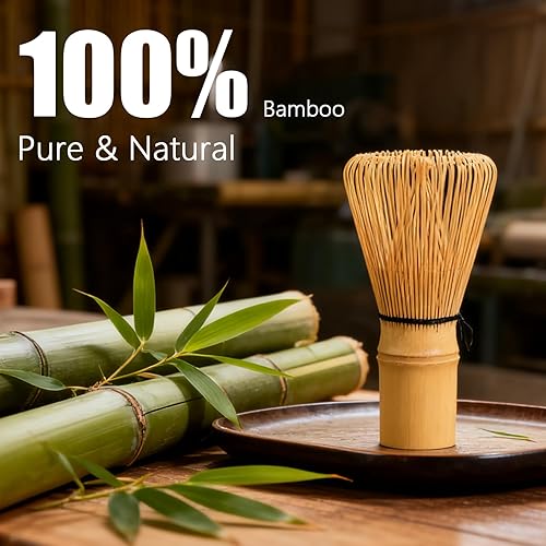 Miniatura 2 de Batidor de té matcha japonés tradicional, 100 puntas de bambú Chasen, agitador de preparación de té