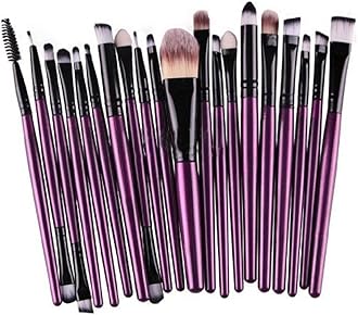KOLIGHT Pro Makeup Foundation Eyeshadow Eyeliner Lip Cosmetic Brushes Set (Black Purple) 20 Pieces