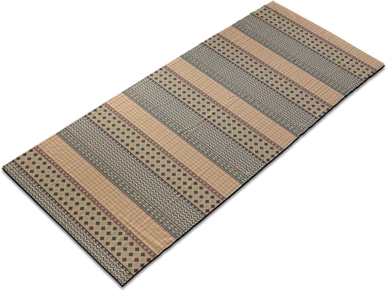 Ambesonne Kente Pattern Yoga Mat Towel, Stripes Zig Zag Dots Design with Geometric Borders Native Traditional Design, Non-Slip Sweat Absorbent Yoga Pilates Workout Pad Cover, 25" x 70", Multicolor