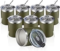 Vista 1 de MEWAY Paquete de 8 tazas de café de 12 onzas con tapa, taza de café reutilizable de acero inoxidable aislada, taza de café duradera de doble pared