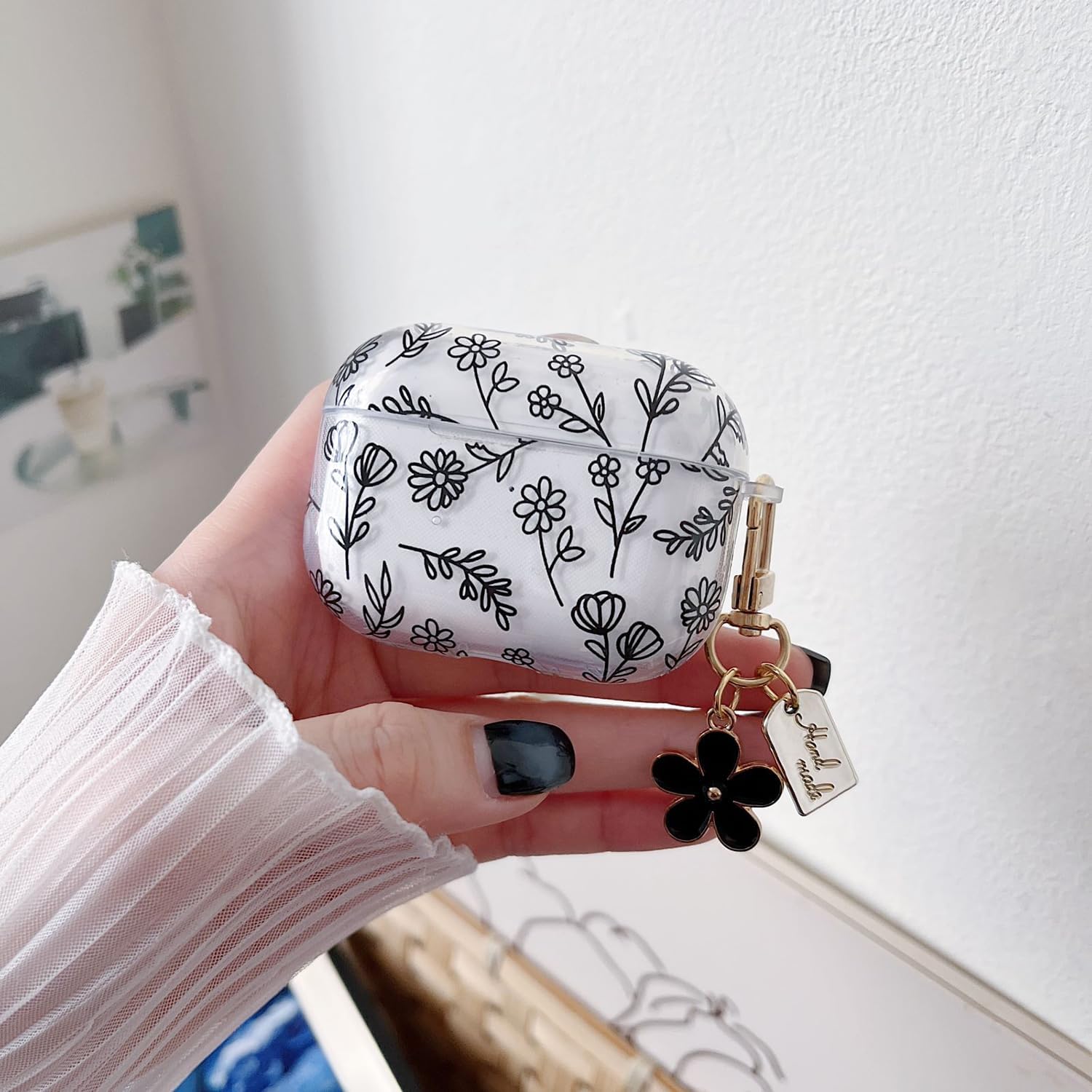 Blumen Case Für AirPods Pro/Pro 2 – Klares TPU-Hülle Mit Floralem Schlüsselanhänger