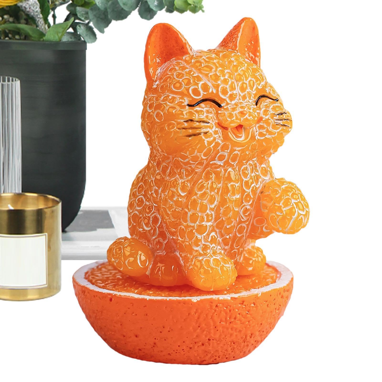 Amazon.co.jp: オレンジ色の猫の置物、彫刻オレンジの子猫