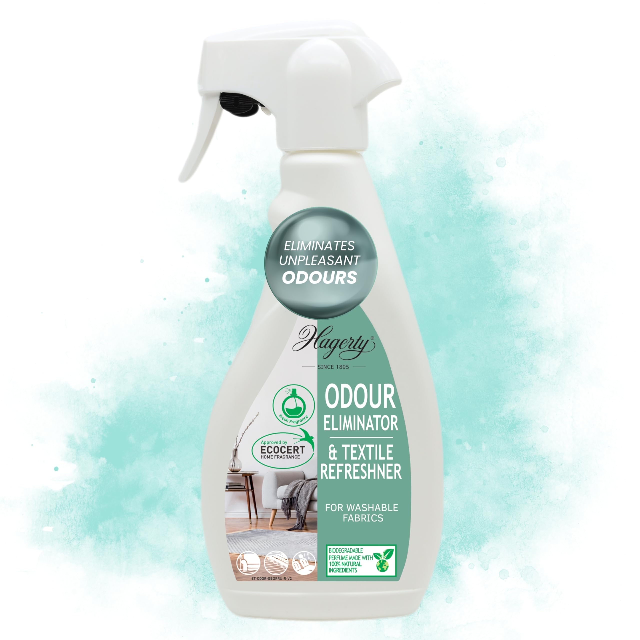 Hagerty Odor Eliminator 500 ml I Textile freshener to eliminate odours I Efficient enzyme cleaner and odour neutraliser for pets & household I Pet odour remover