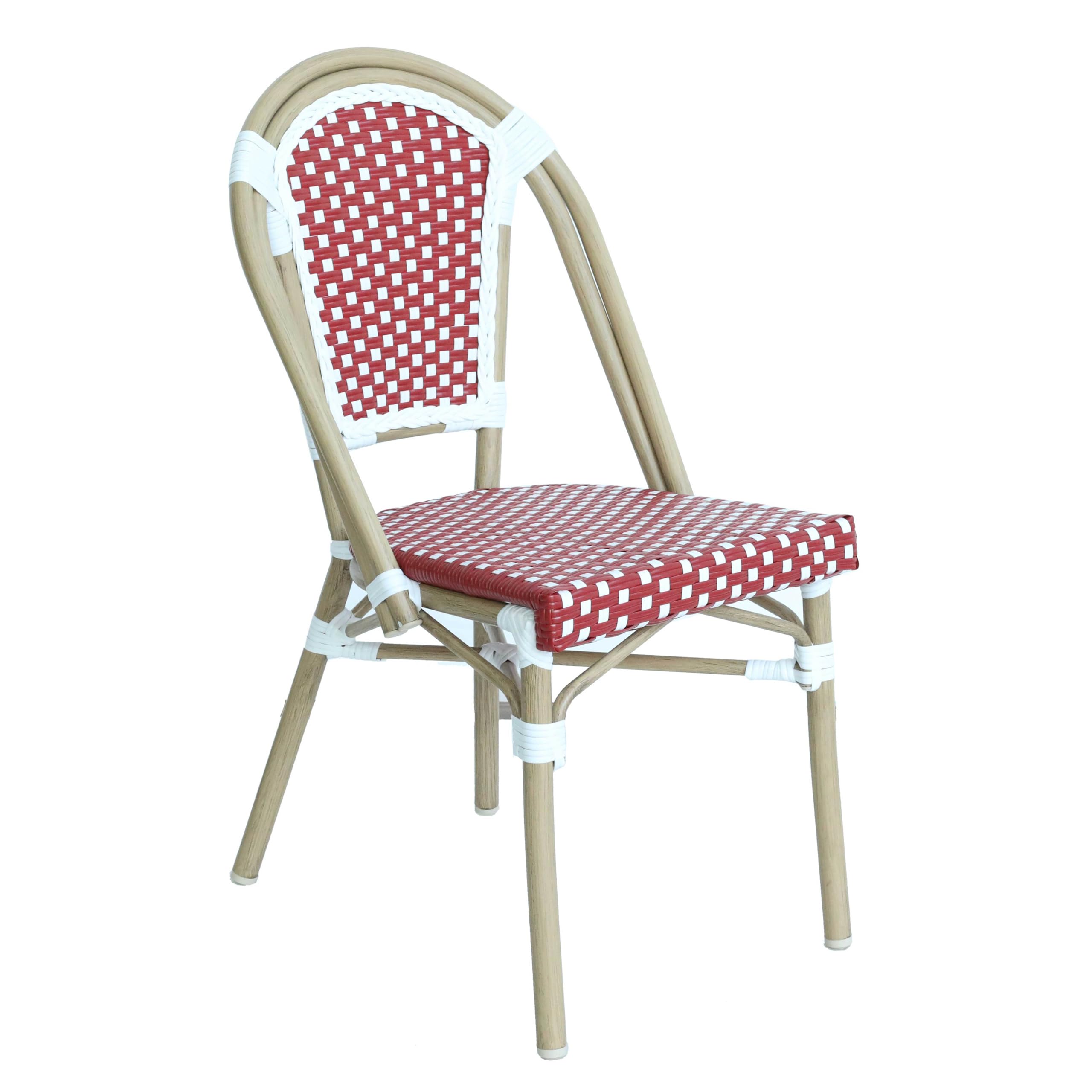 Oviala Chaise de terrasse bistrot Parisien en Aluminium et rotin Rouge