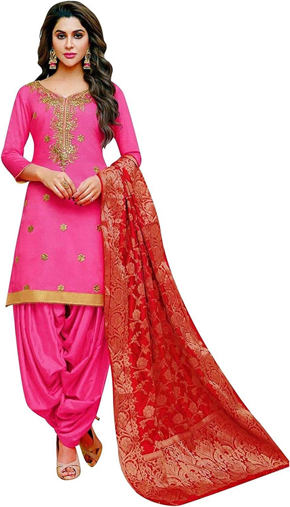 DesignerharshaWomen's Wear Heavy Silk Punjabi Shalwar Kameez Patiyala Suits Indian Pakistani Fancy Dress