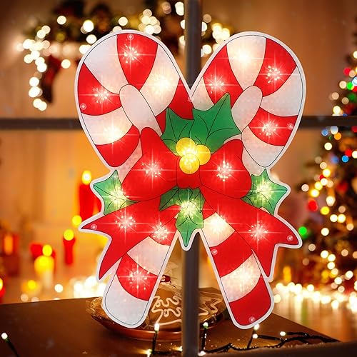 Miniatura 78 de LAMPHOME Silueta de ventana de Navidad con forma de copo de nieve de 17 pulgadas, 20 L, decoración para fiestas, hogar, patio, césped, jardín