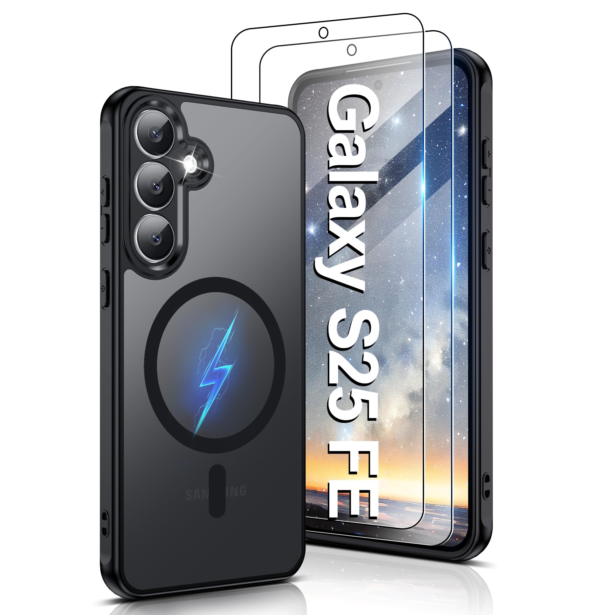Pilaru Magnetic for Samsung Galaxy S25 FE Case with Screen Protector (Built-in Magnets) (…
