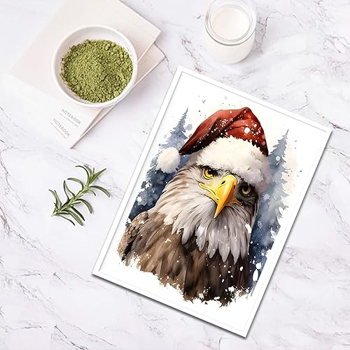 Miniatura 4 de SENQAO Kits de pintura de diamantes de Navidad para adultos, kits de arte de diamantes de águila de invierno, kit de arte de gemas de animales de