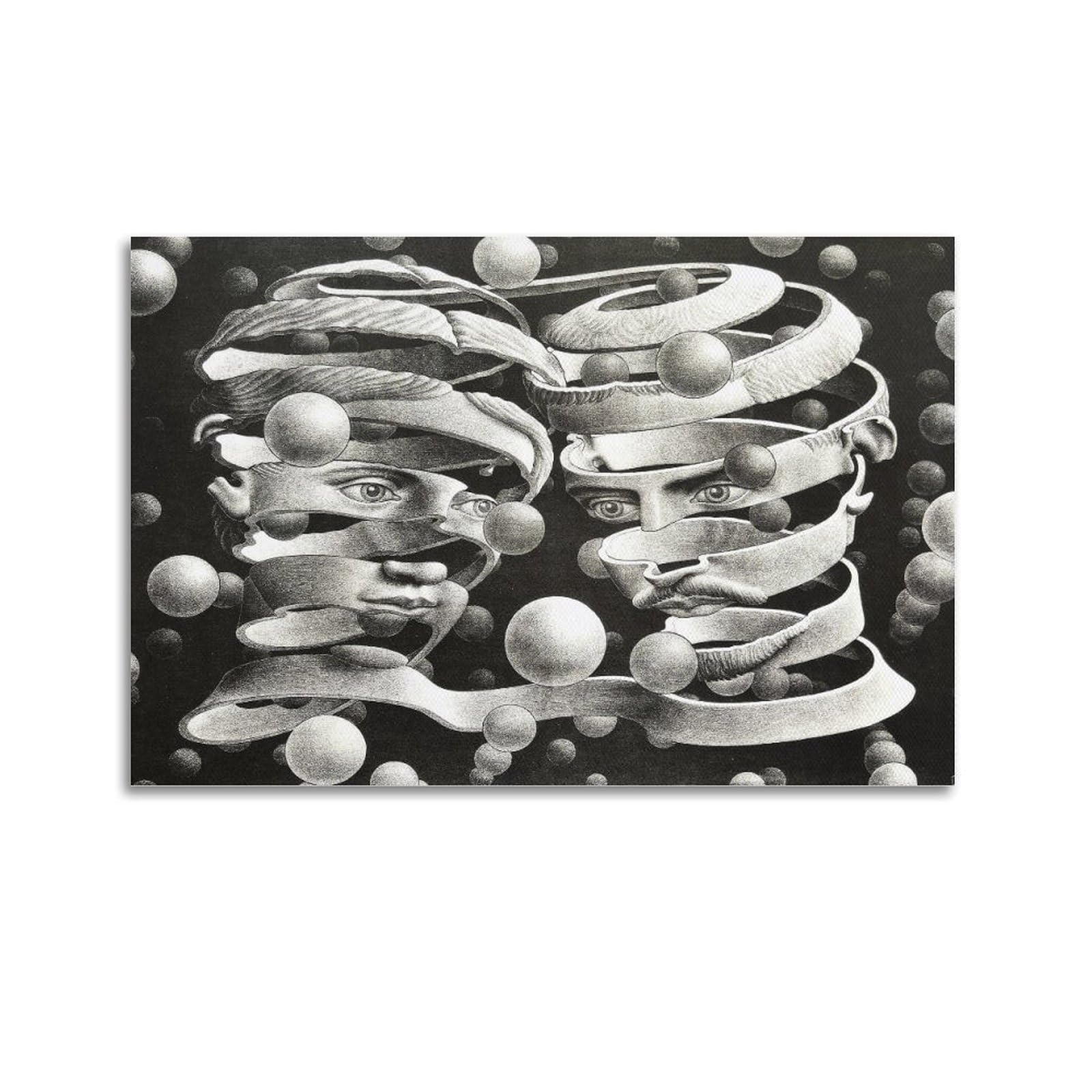 Kangzeng Unframe-Style M. C. Escher Painter Works (Bond Of Union) Art Posters Canvas Wall Art Scroll Picture Print Living Room Walls Decor Homes 20X30inch(50X75cm)