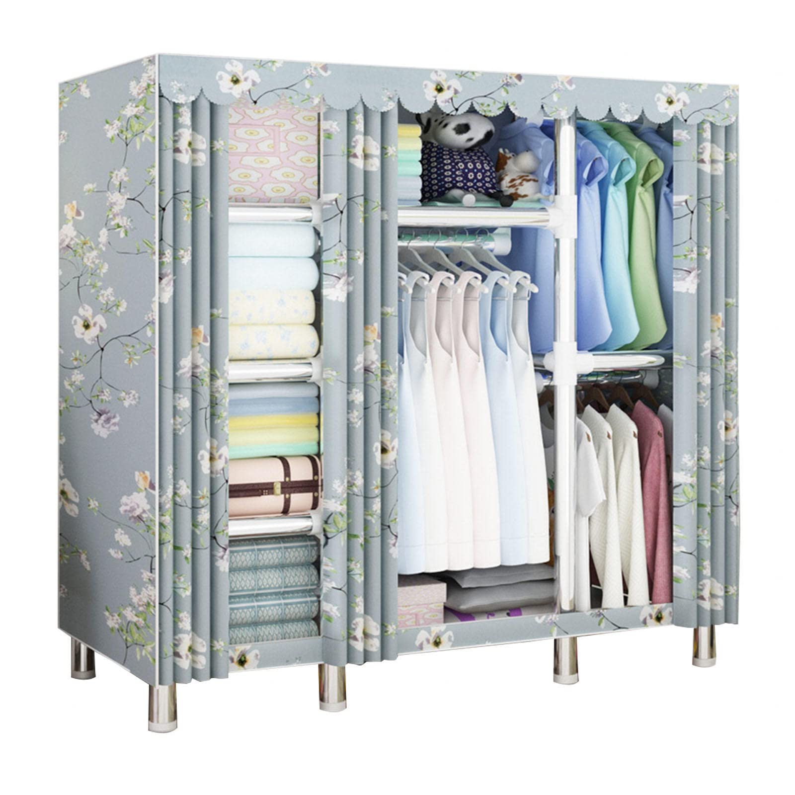 Garde-robe portable 170x45x170 cm armoire penderie et rangement chaussures vêtements