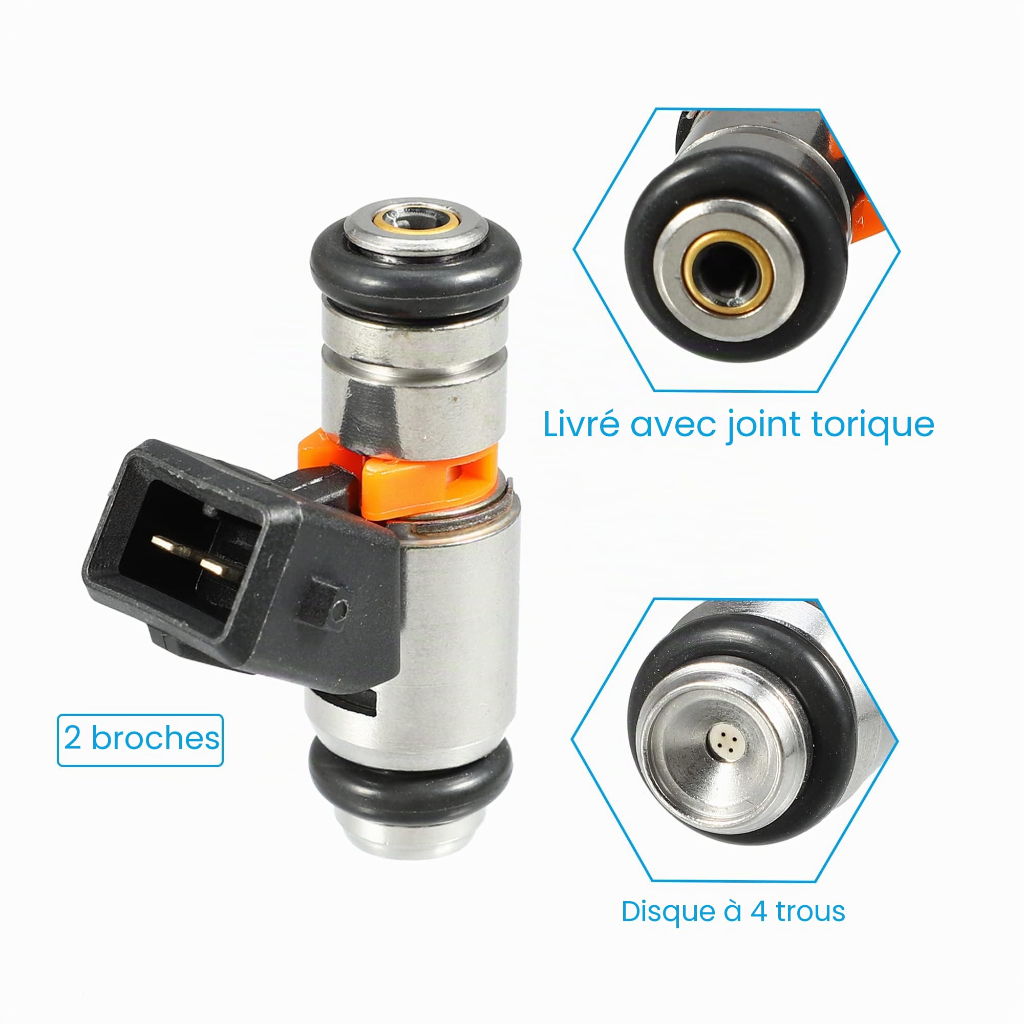 A ABSOPRO Injecteur De Carburant Pour Ford Ka Hatchback 1,6L 96-08 4Pcs | Pour Ford StreetKA Cabriolet 1.6L 03-05, Métal Et Plastique, Dimension 47.5X32X19.5mm, OE IWP127 1221551 2N1U9F593JA