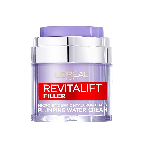 L’Oréal Paris Watercream, Plumping Face Moisturiser Revitalift Filler, 50ml | With Micro-Epidermic Hyaluronic Acid, Skin Hydration, Visibly Smooths and Re-Plumps Wrinkles, Press Pump