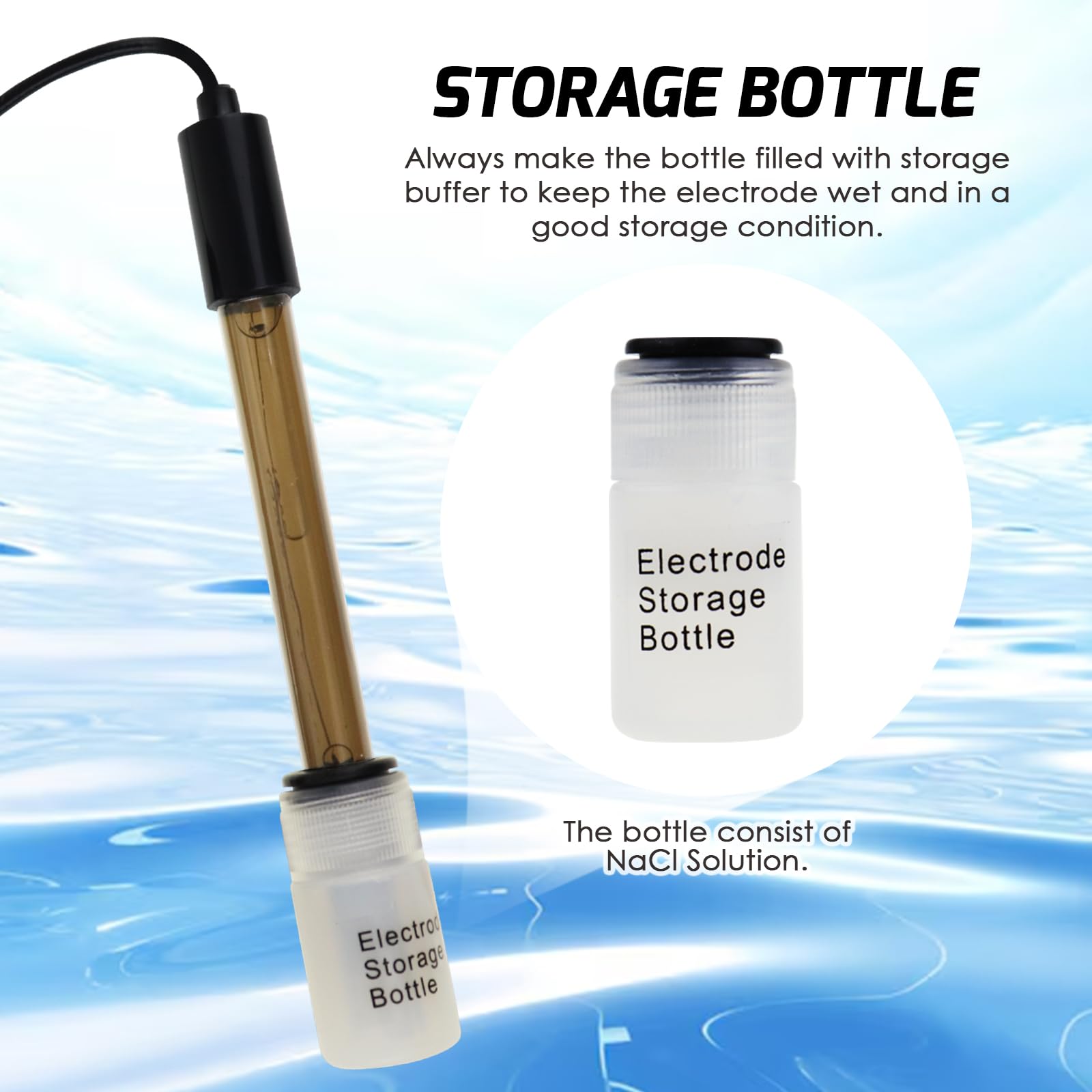 Câble d'électrode pH de remplacement, sonde 0-14pH avec connecteur BNC, 200 cm, pour tester les liquides : océan, eau de mer, pluies acides.