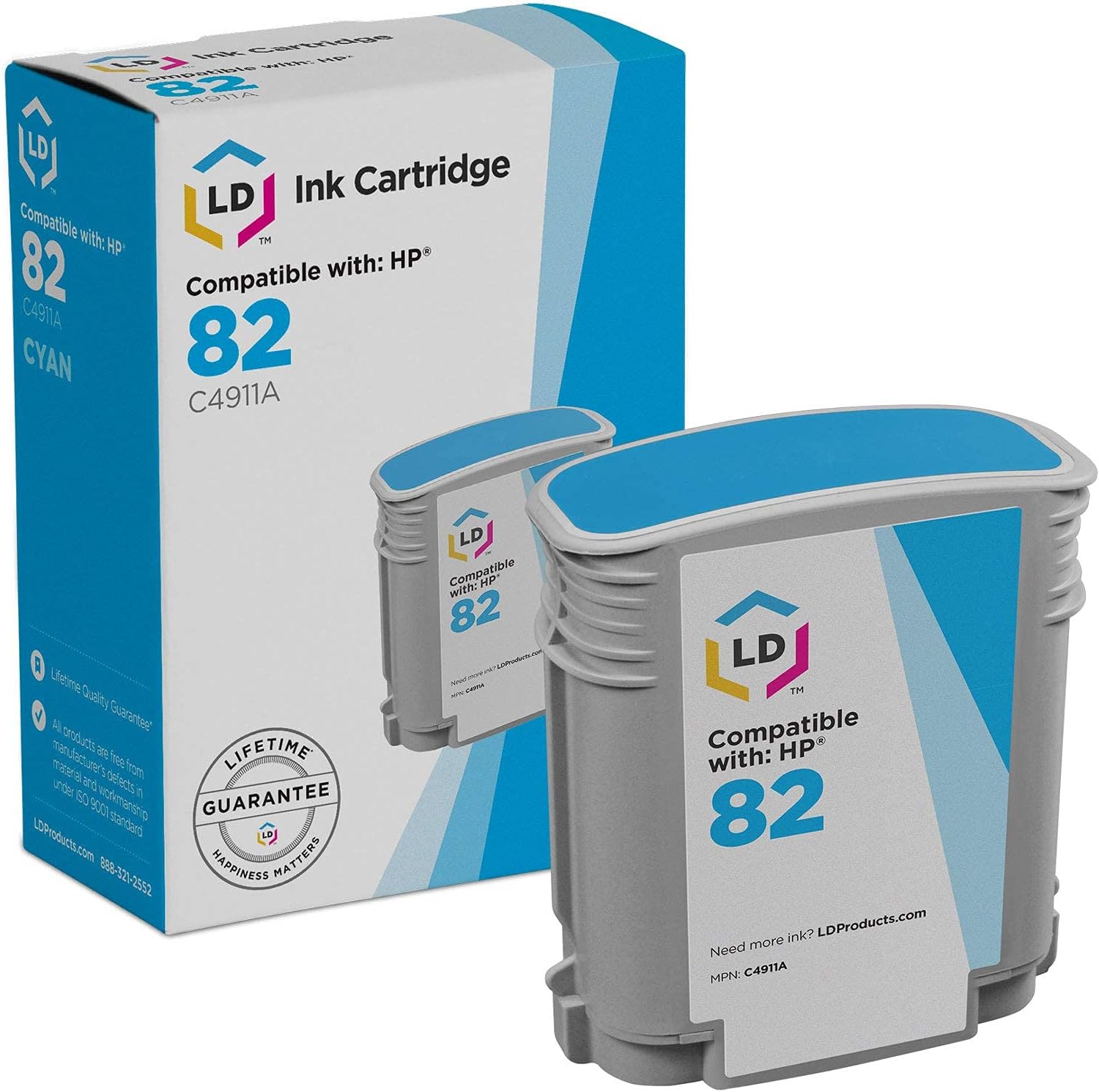 LD Products Remanufactured Replacement for HP 82 Ink Cyan C4911A Cartridge for Use with Designjet 500 500ps 500Plus 800 800ps 815 815mfp 820 820mfp cc800ps (1-Pack)