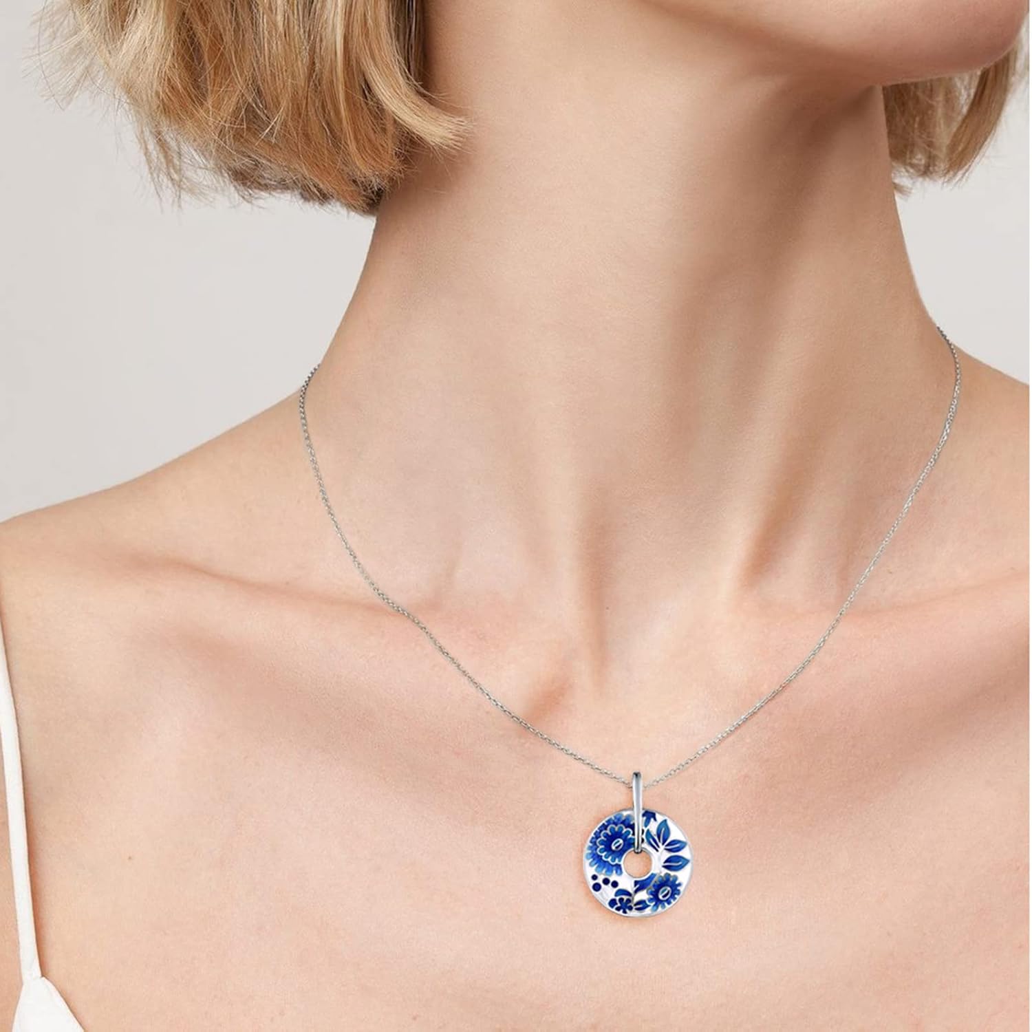 Santuzza 925 Sterling Silver Handmade Enamel Pattern Pendant - Image 3