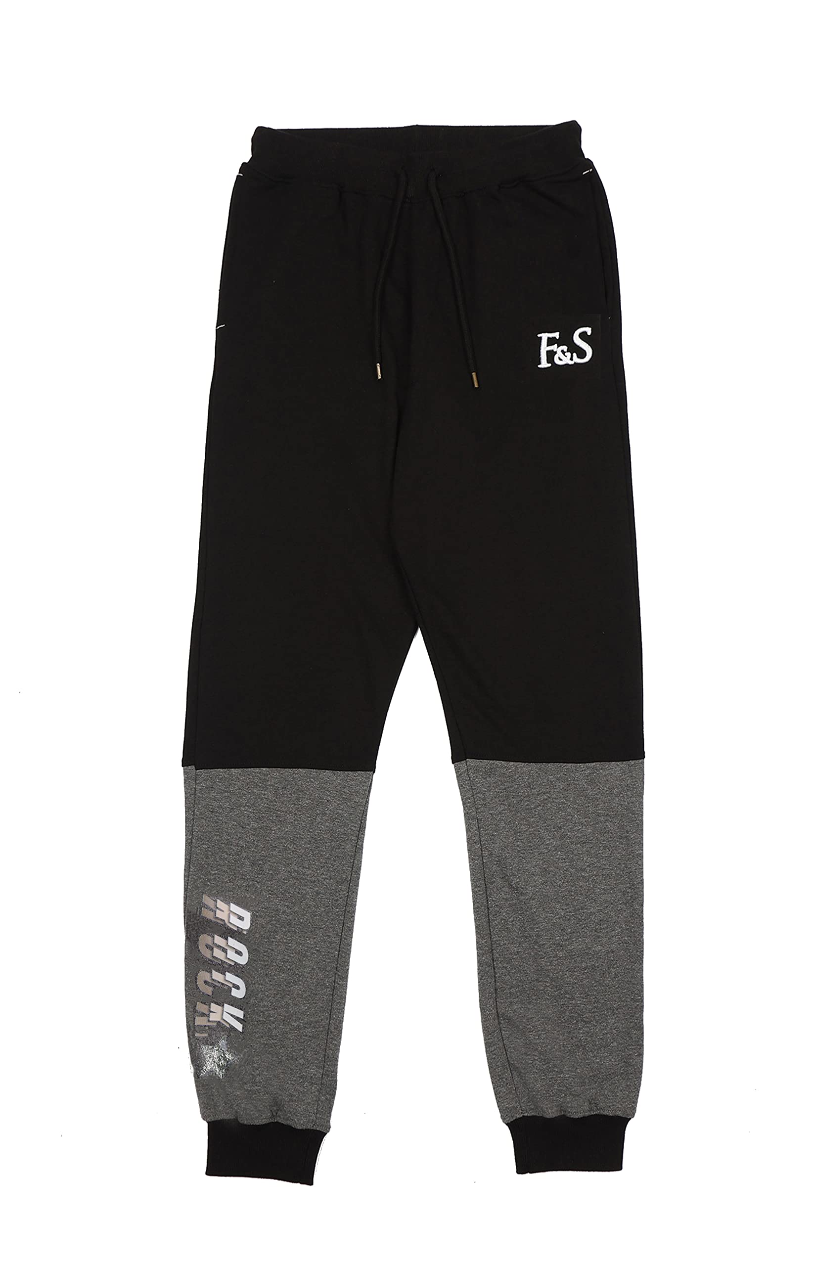 Boys-Track- Solid and Design- Black-BIOWASHED -Made India