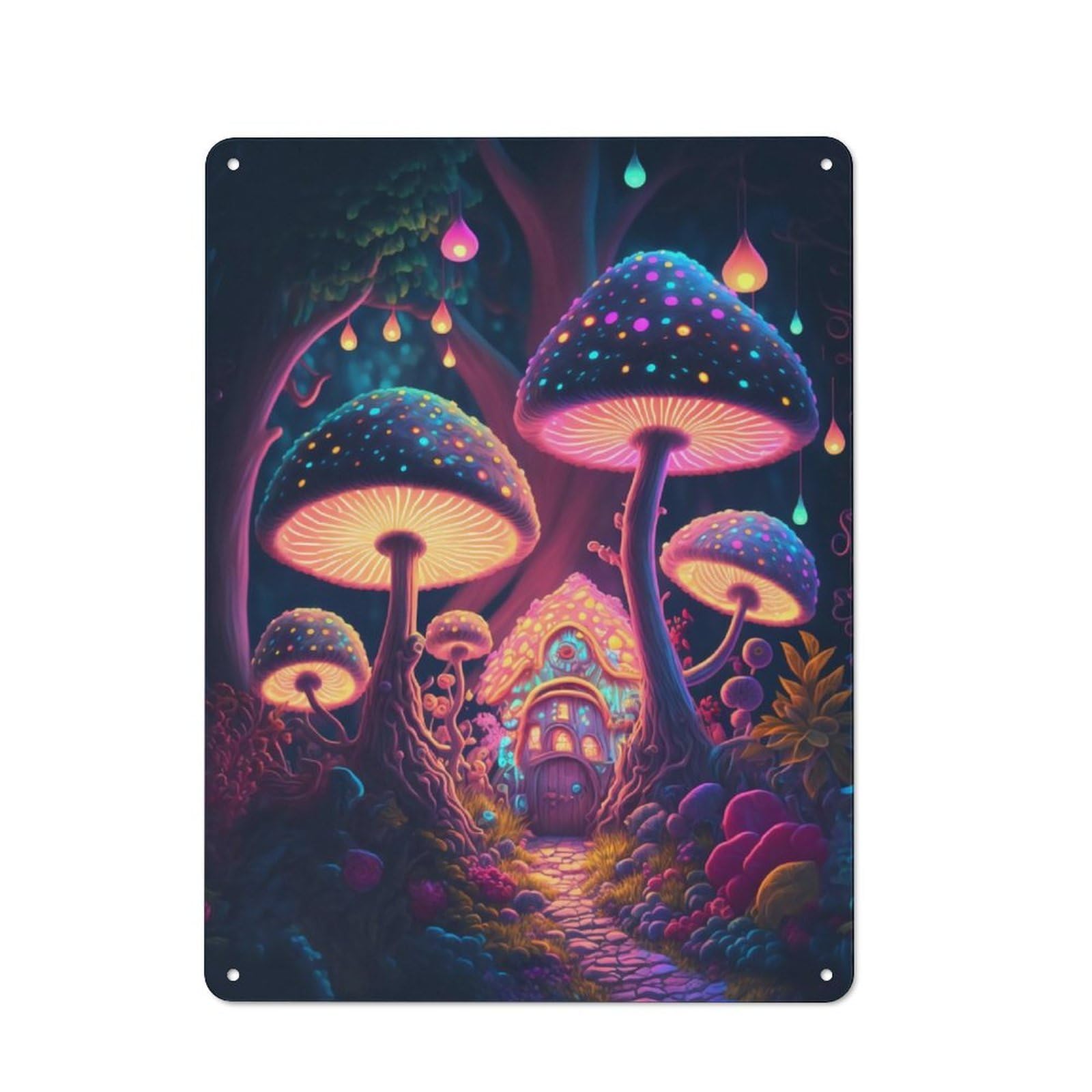 Junmoney Mushrooms 40X30cm Retro Metal Sign With For Café Or Restaurant, For Collectors Decorating Cafés And Restaurants