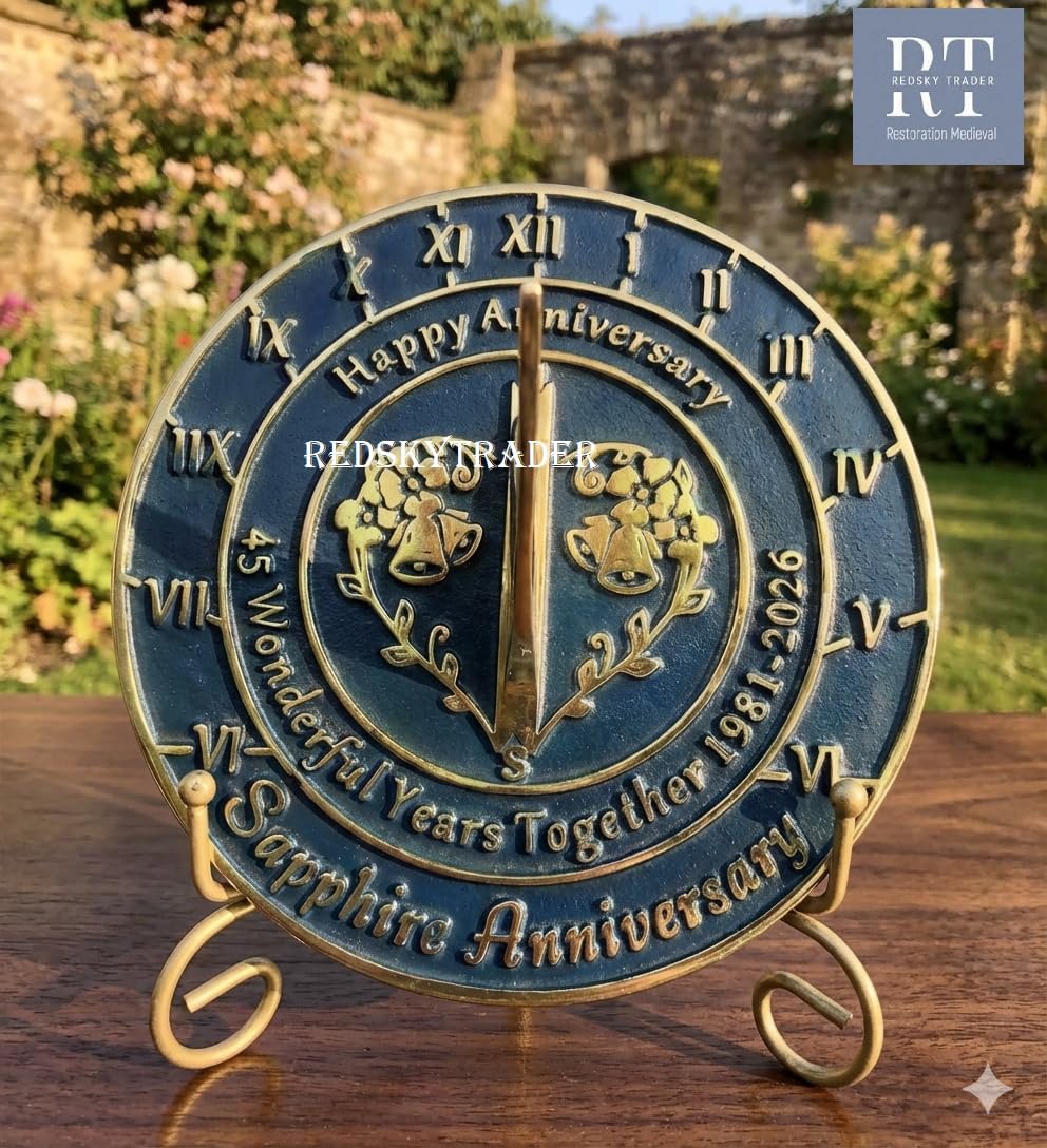 45th Wedding Anniversary Sundial 2026 Memorial Gift for Love Ones 8 inches Home and Garden Decor