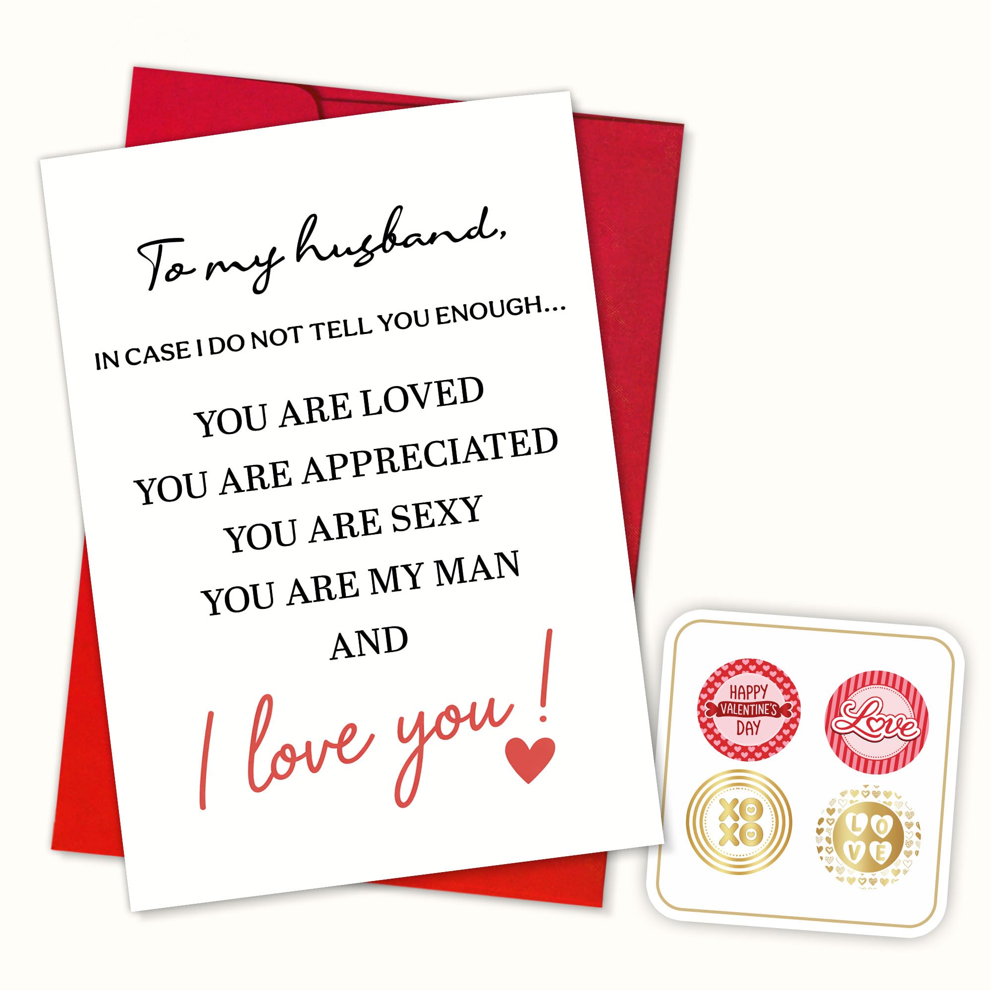 Photo 1 of (5.3x8in) To My Husband Love Message Greeting Card, Romantic Appreciation Quote Card For Husband From Wife, You Are Loved Appreciated Sexy My Man Card For Valentine’s Day Anniversary Birthday (Vlt99)