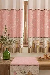 Cortina Cozinha Oxford 2,00x1,40 Estampada Cappuccino Janela Vitrô Ilhós Blackout Blecaute Decorativa Poliéster Varão (Cappuccino Rosa)