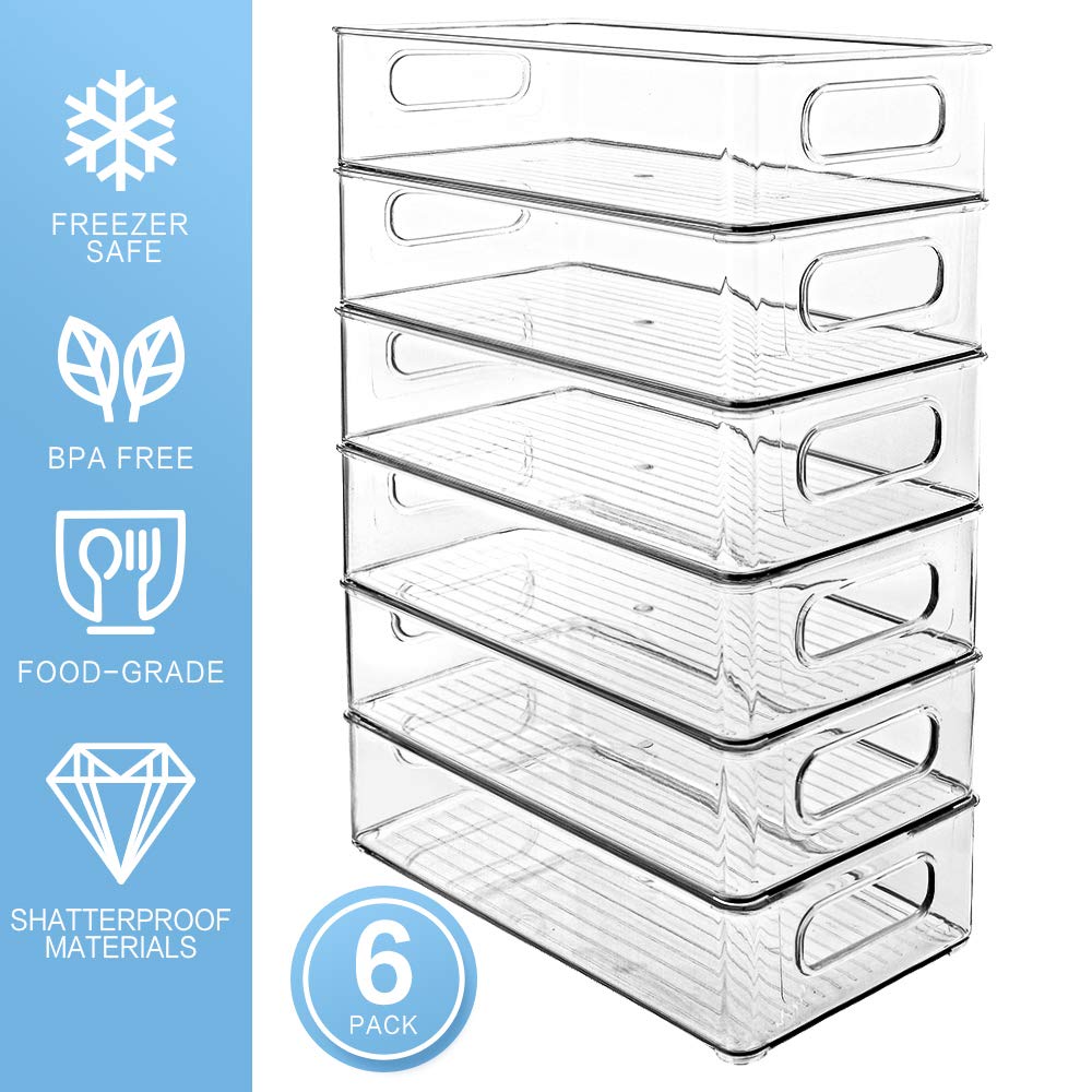 Refrigerator Organizer Bins, HERKKA 6 PACK Organizer Bins Stackable