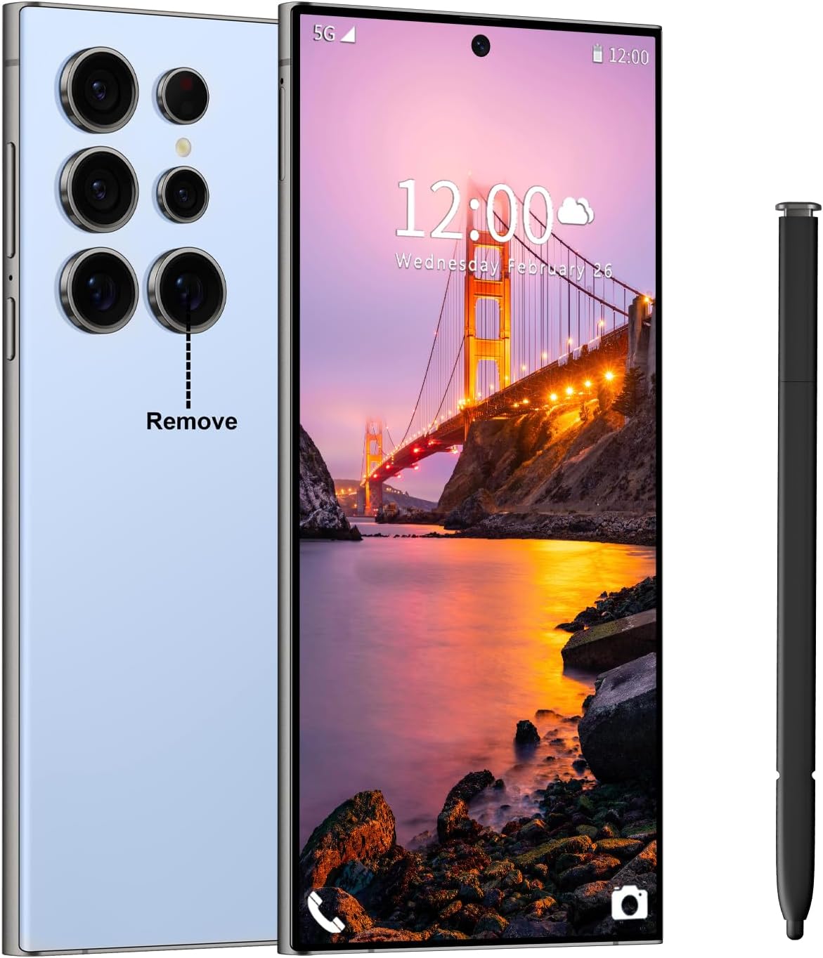 Huness I24 Ultra Unlocked Phone,Built in Pen The Phone,Smartphone Battery 6800mAh 6.8" HD Screen,Android 14 16+512GB with 128GB Memory Card Cell Phone,5G/Face ID/Fingerprint Lock/GPS (Cyan)