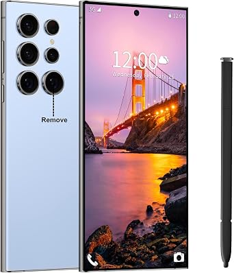 Huness I24 Ultra Unlocked Phone,Built in Pen The Phone,Smartphone Battery 6800mAh 6.8" HD Screen,Android 14 16+512GB with 128GB Memory Card Cell Phone,5G/Face ID/Fingerprint Lock/GPS Blue, 16+512GB