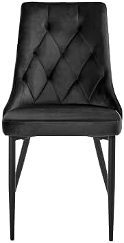 Beliani Conjunto de 2 sillas de Comedor sin reposabrazos Asiento de Terciopelo Estilo escandinavo Patas de Hierro Negras tapizado Negro Avenir