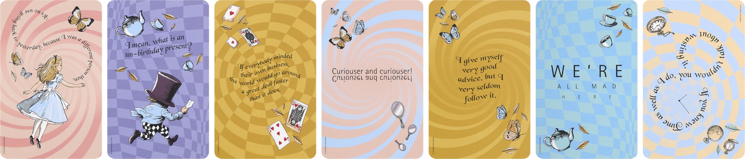 Moleskine Set 7 Biglietti d’Auguri Le Avventure di Alice nel Paese delle Meraviglie, Carta Riciclata 9x14 cm