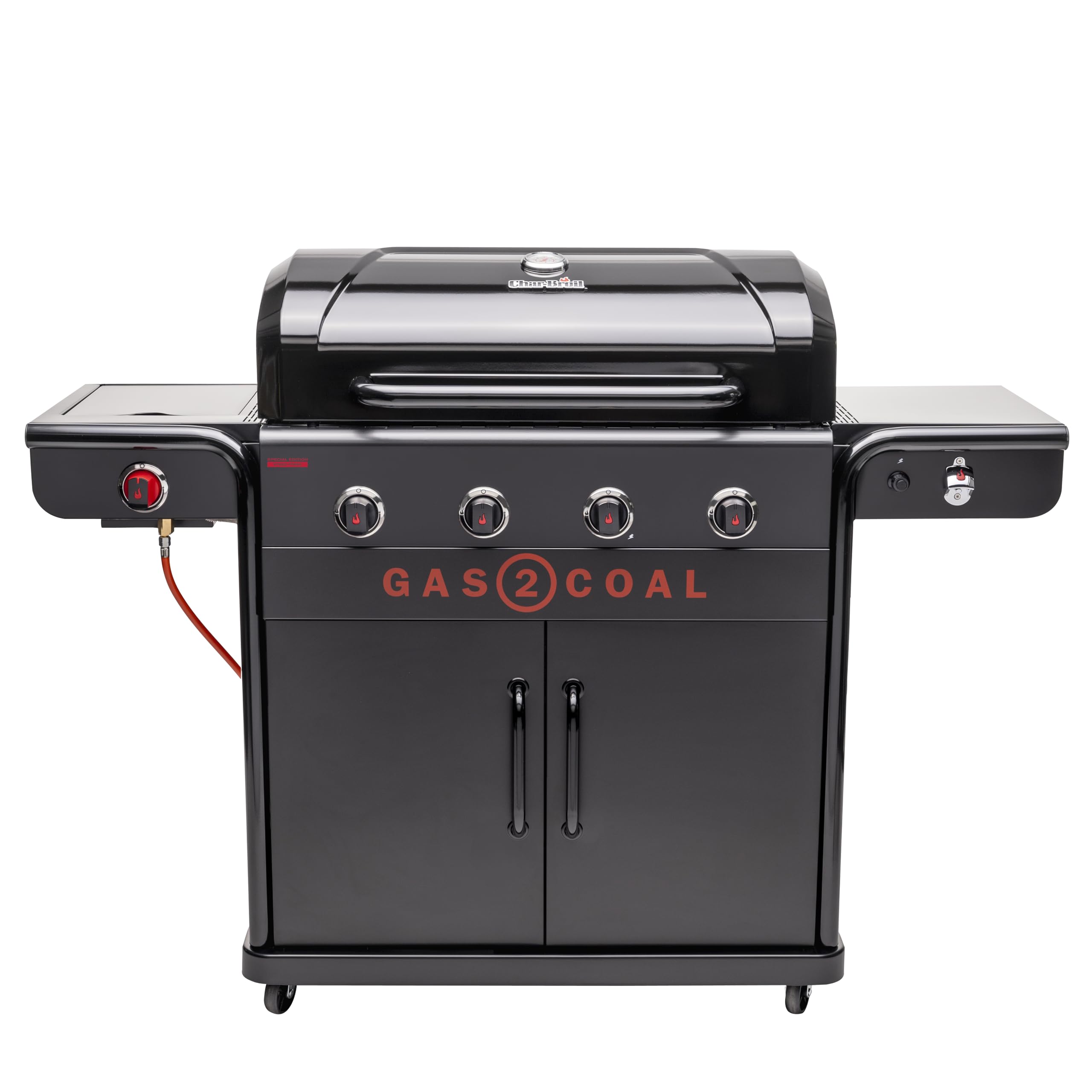 Char-Broil Gas2Coal Special Edition 4 Hybrid Gas and Charcoal Barbecue Grill with Ceramic Sear Burner for up to 900 °C and Extra Griddle