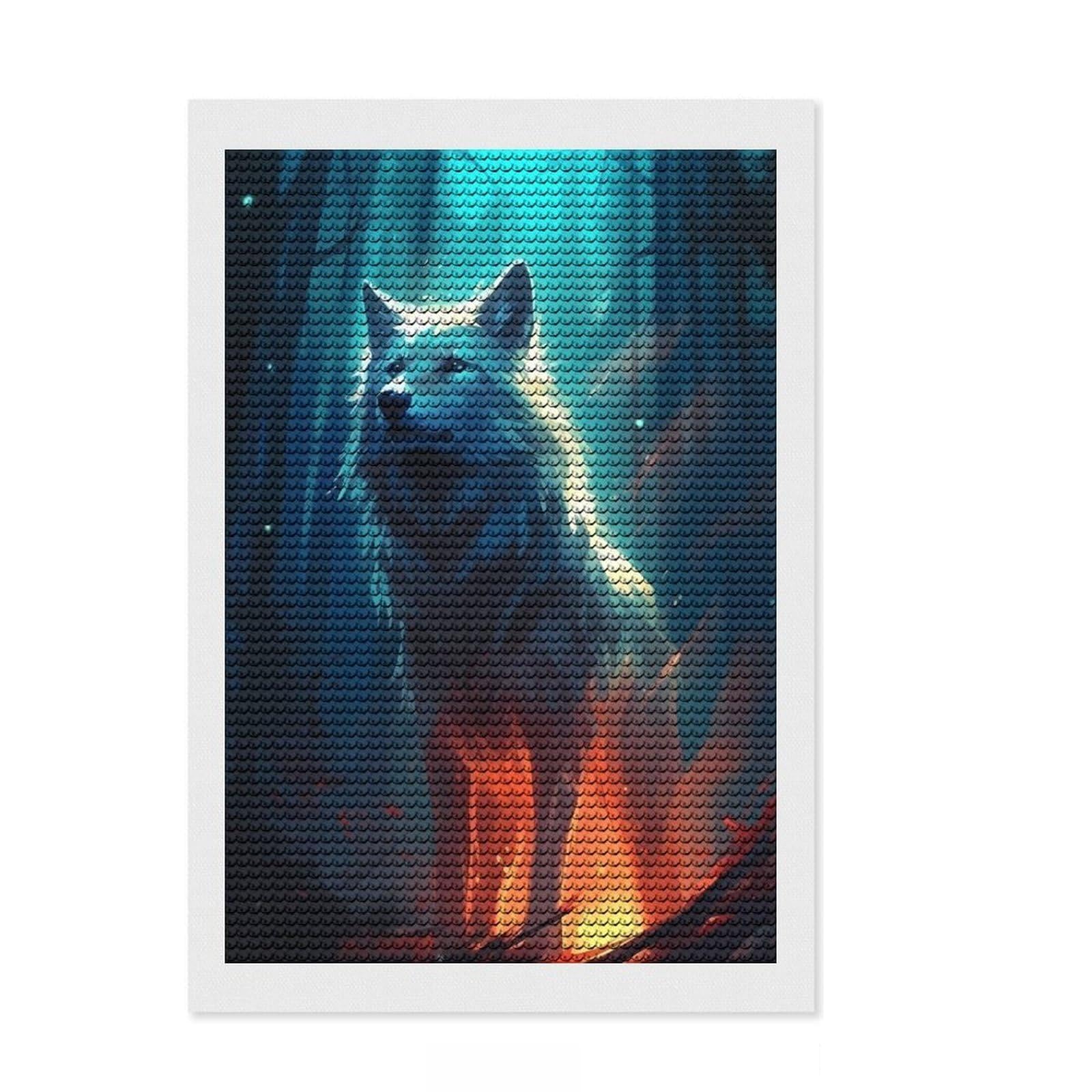 Junmoney Wolf Painting Diamond Art Canvas 8"x12", Farmhouse Decor, for Women, Fun Craft Experience, Thoughtful Handmade Gift
