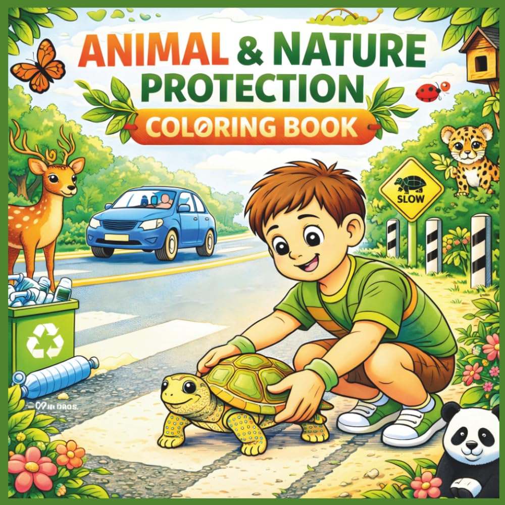 Animal & Nature Protection Coloring Book for Kids: Earth Day Coloring Book with Wildlife Conservation & Environmental Awareness for Ages 3–8