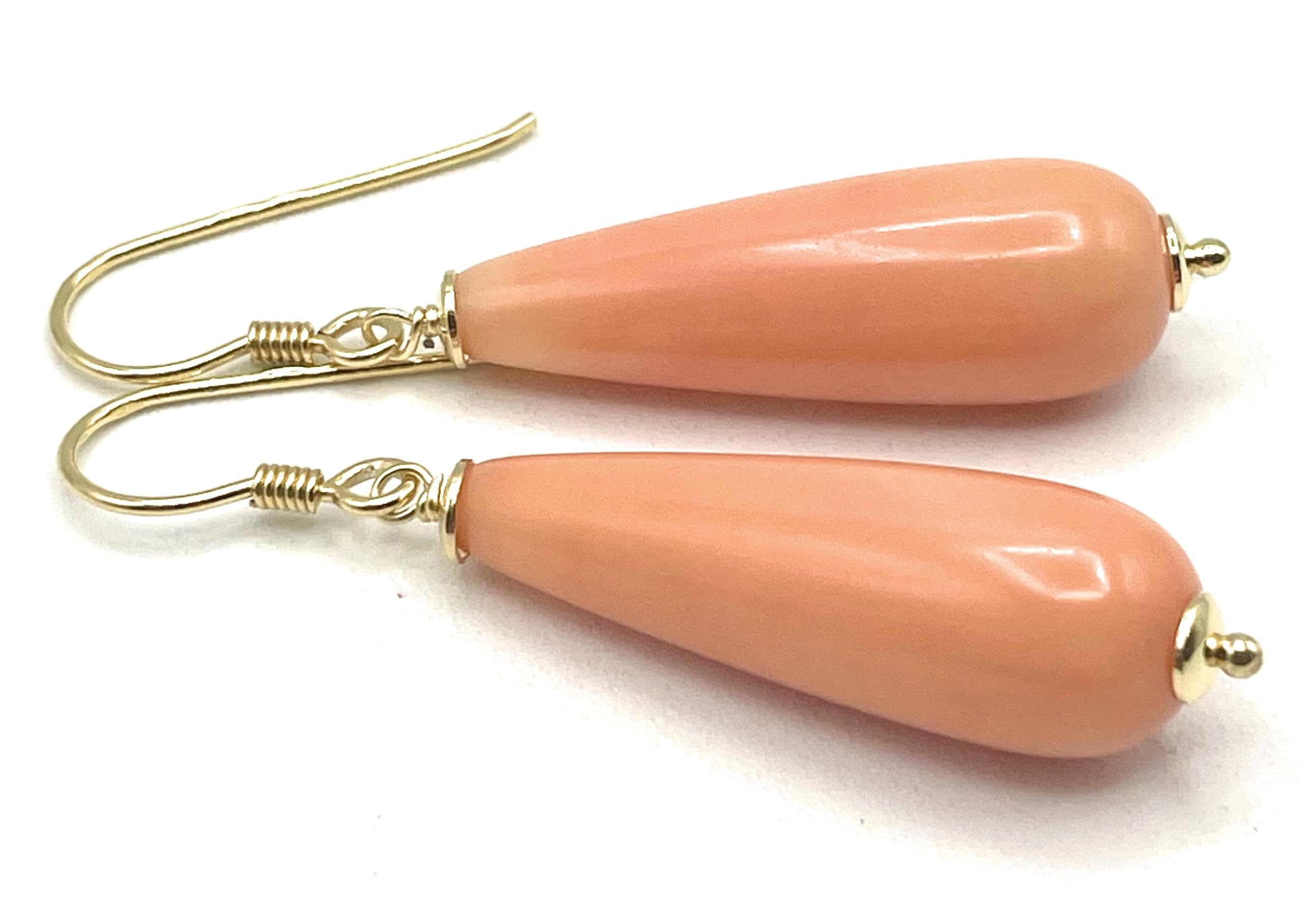 Orecchini con Gocce Rosa Corallo, Pendenti in Gold Filled 18 K, Gioielli Fatti a Mano, Bijoux Estate
