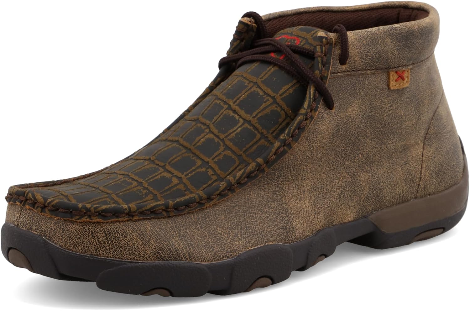 Twisted X Men's Chukka Driving Moc, Moc Toe, Caiman Print & Brown, 8 M