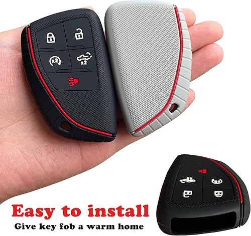 Miniatura 3 de TANDRIVE Key Fob Cover for 2022-2025 2026 Chevy Silverado 1500 GMC Sierra 1500, 2024-2026 Silverado Sierra 2500HD 3500HD, Silicone, 2-Pack, Black