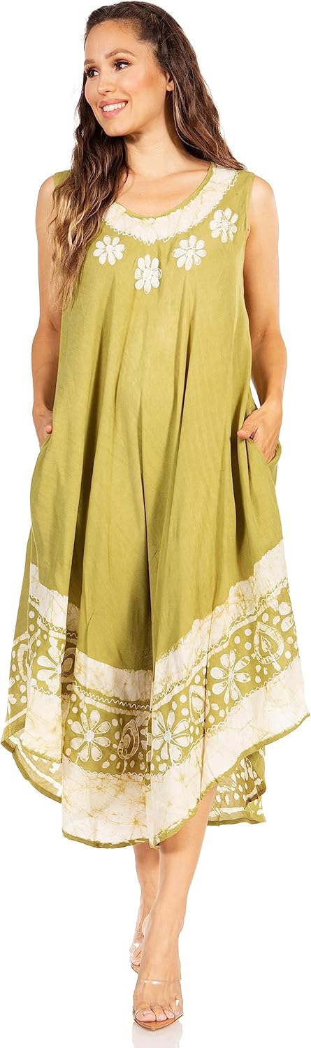 Sakkas Batik Flower Caftan Tank Dress/Cover Up - Image 5