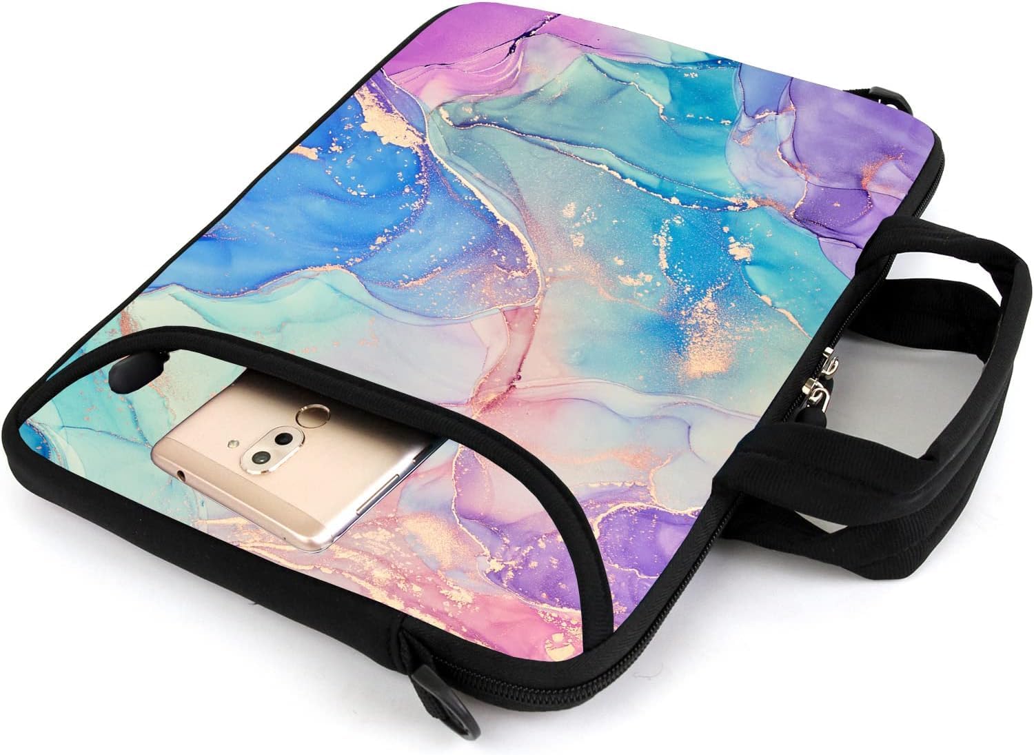 15" laptop sleeve laptop bag chromebook case adjustable shoulder strap with handle accessory pocket for men women (RYD-15-10)
