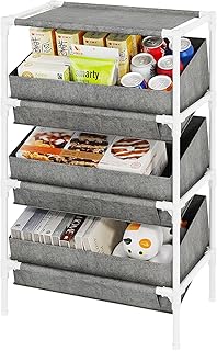 Buzowruil Toy Rack Fabric Storage Rack with 3 Large Storage Boxes, Suitable for Home Kindergarten, Bedroom, Living Room, Entryway, Grey