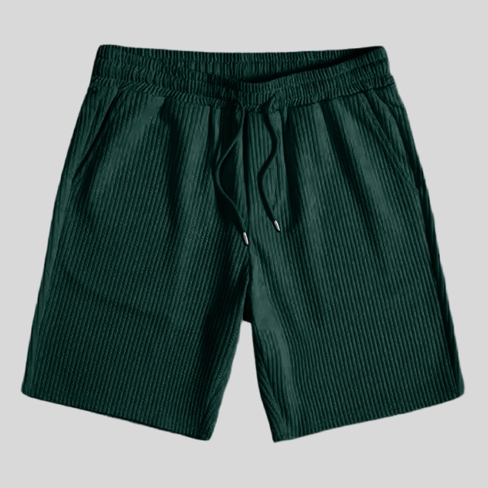 Conjunto de 2 piezas de verano para hombre, pantalones cortos y camisas acanaladas con botones, camisas de manga corta, cintura elástica, pantalones cortos con cordón y bolsillos, elegante,