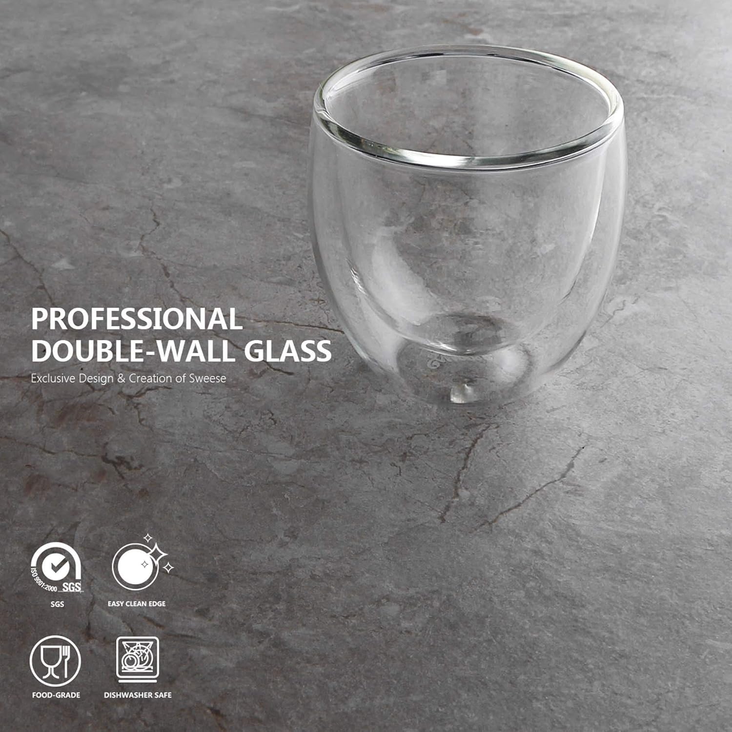 Suреr Sаlе 🛒 Sweese 408.101 Espresso Cups - 4 Ounce (Top to The Rim), Double-Wall Insulated Glasses - Handmade Glass - Set of 4 Amаzоn Crаzу 🔥 Dеаlѕ Sweese 408.101 Espresso Cups - 4 Ounce (Top to The Rim), Double-Wall Insulated Glasses - Handmade Glass - Set of 4