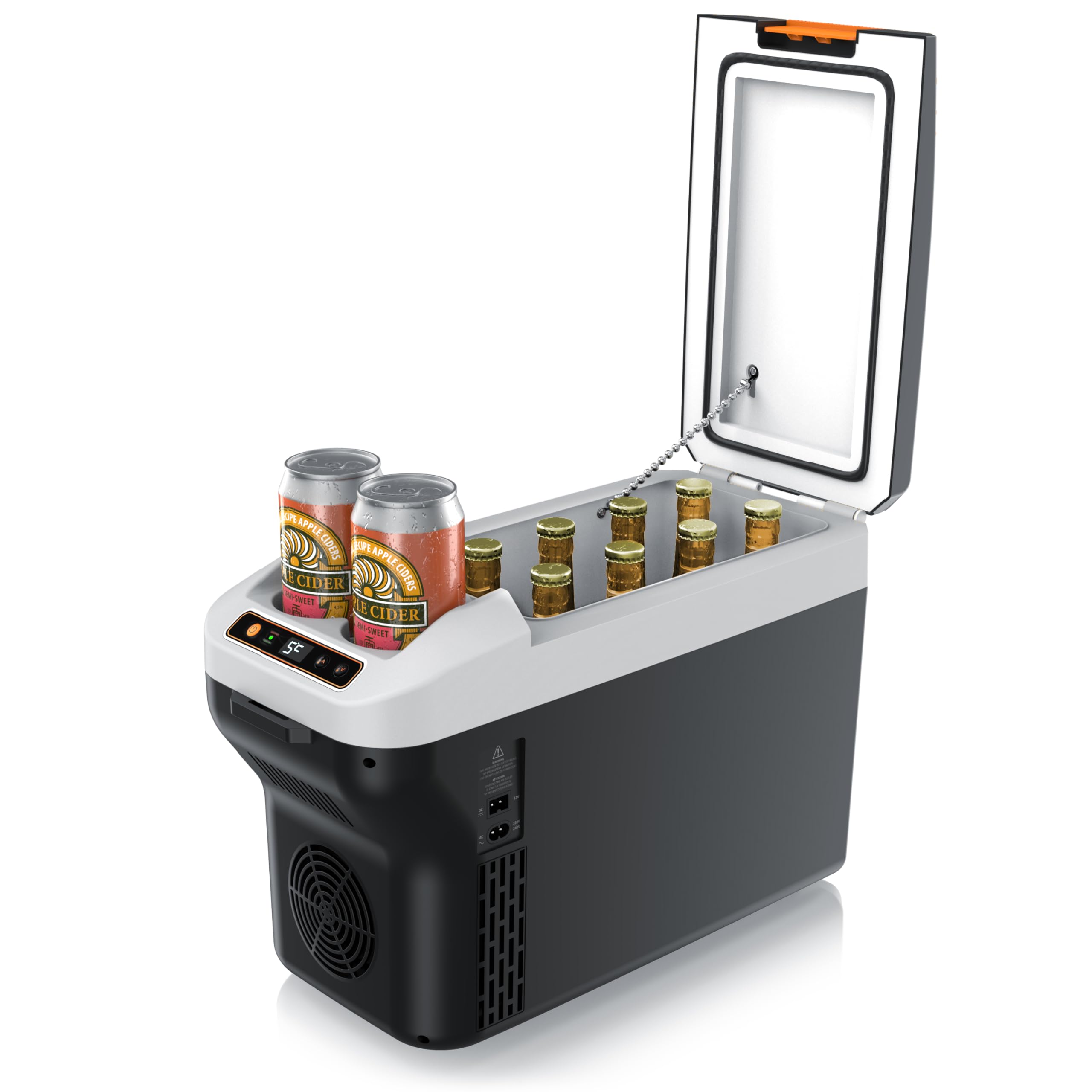 Brandson - Kühlbox elektrisch 10L – 230 V Netzspannung und 12 V KFZ Auto Bordspannung – kühlt und wärmt – Heizen max. 65°C – Herabkühlen ca 20°C unter der Umgebungstemperatur - Cool Grey