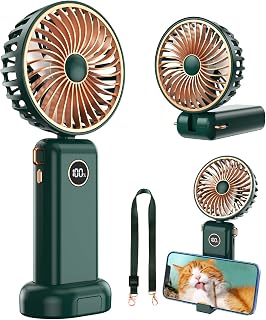 Ventilatore Portatile, 3600 mAh Ventilatore USB C Ricaricabile, LED Display 5 Velocità Mini Ventilatore Portatile Pieghevole, Ventilatore a Batteria per Viaggio, Pic-nic, Spiaggia, Campeggio