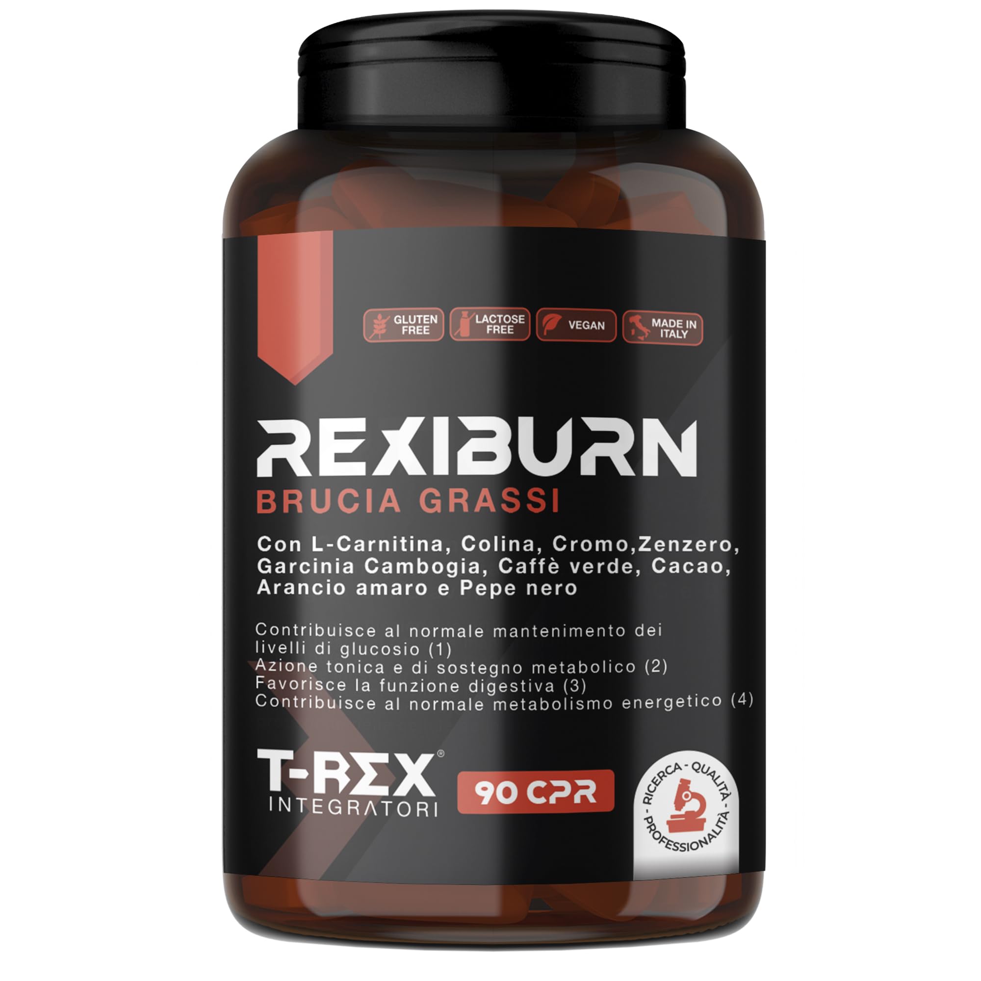 T-Rex Integratori L-Carnitina, Zenzero, Piperina, Glucomannano, Garcinia Cambogi