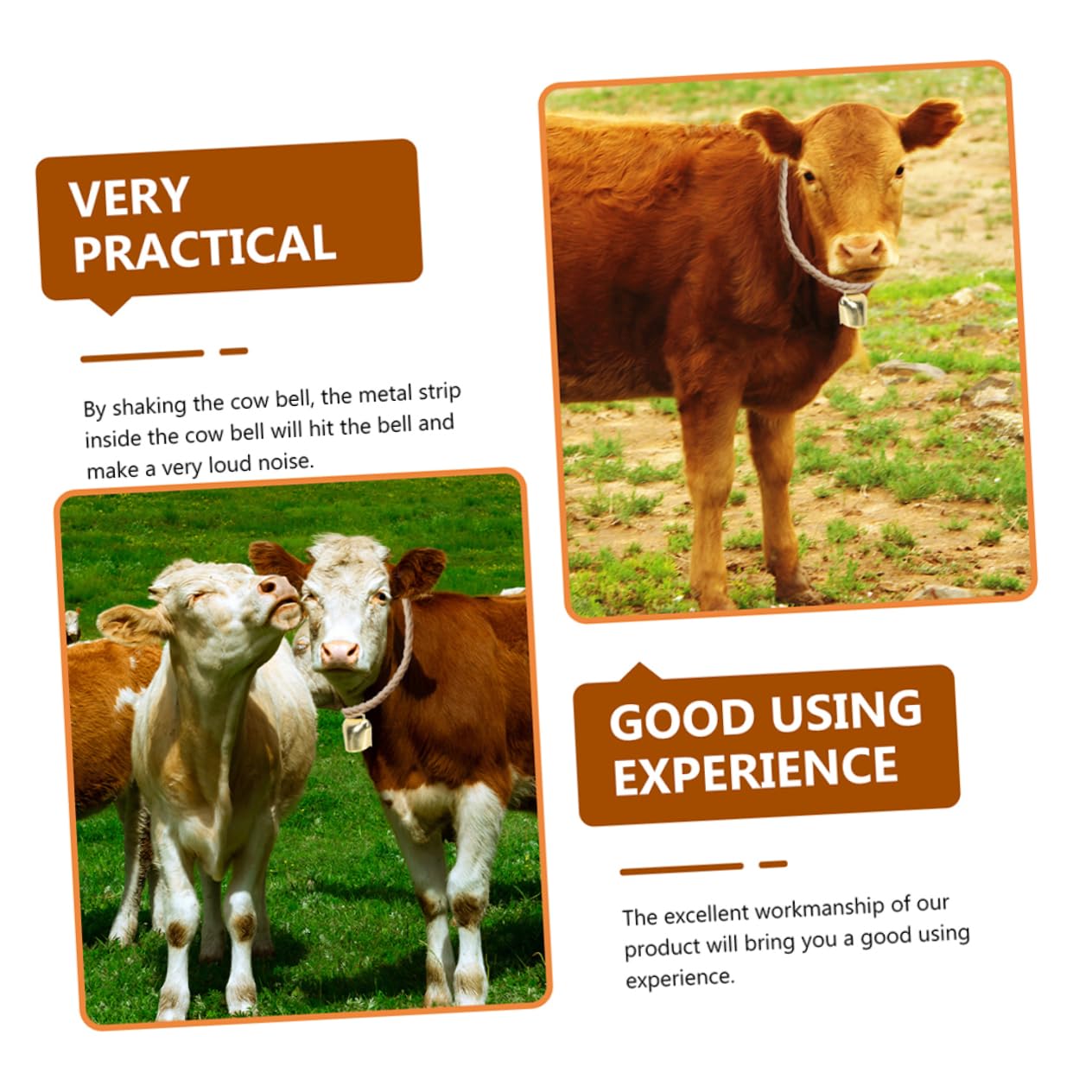 STOBAZA 4pcs Christmas Cow Bells Patriotic Cattle Bells for Decorations Craft Handle Decorative Farm Animal for Sheep Horse