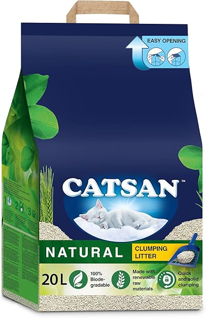 Catsan Natural Clumping Cat Litter, 100% biodegradable, extra absorbent, (1 x 20 L)