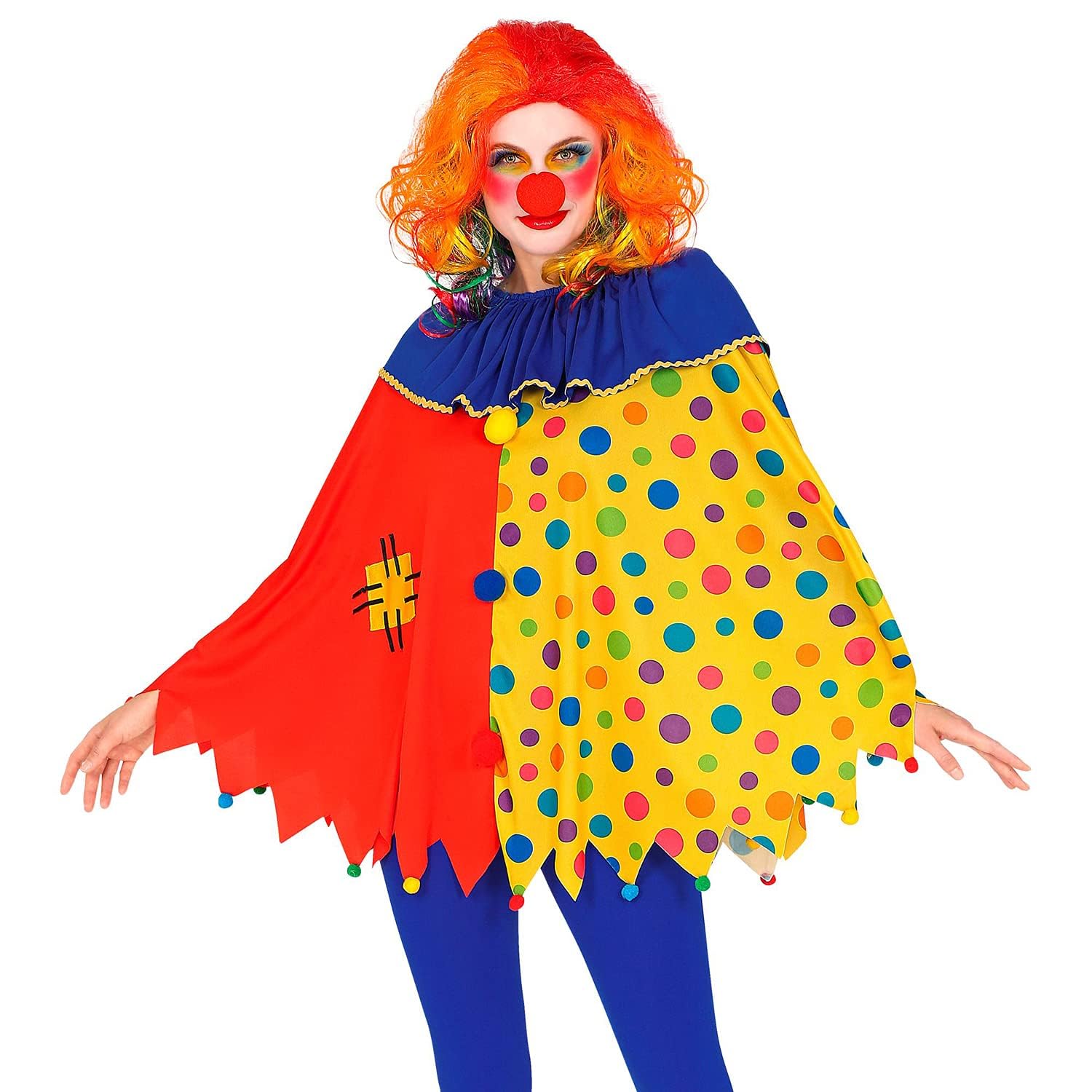 Widmann 48148 Clown Costume Poncho One Size for Adults Carnival Theme Party