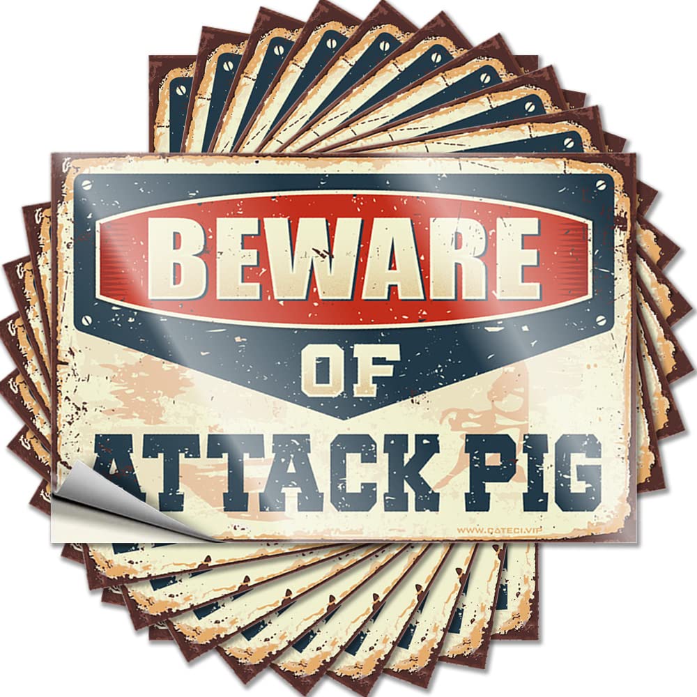 Tool Box Stickers Beware of Attack Pig Funny Sticker 10 Pcs Cars Stickers Windshield Stickers for Cars(6X9CM)