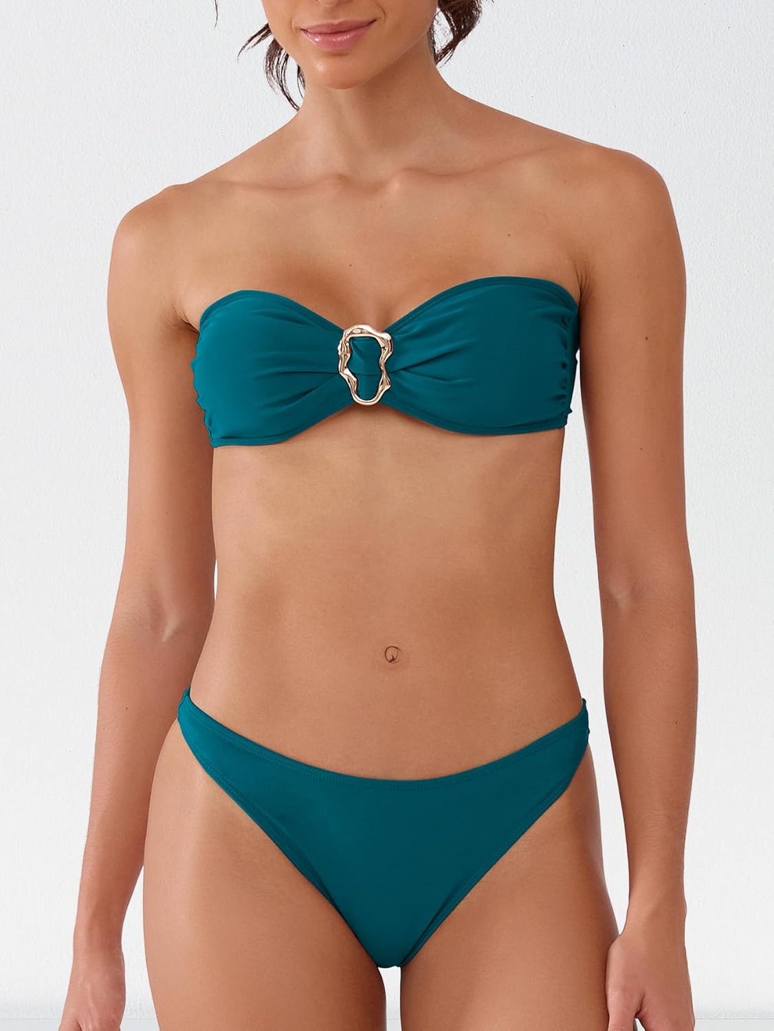 Women's Strapless Bandeau Bikini Sets High Cut Cheeky 2 Piece Swimsuit Bestselling Bathing Suit - Image 2