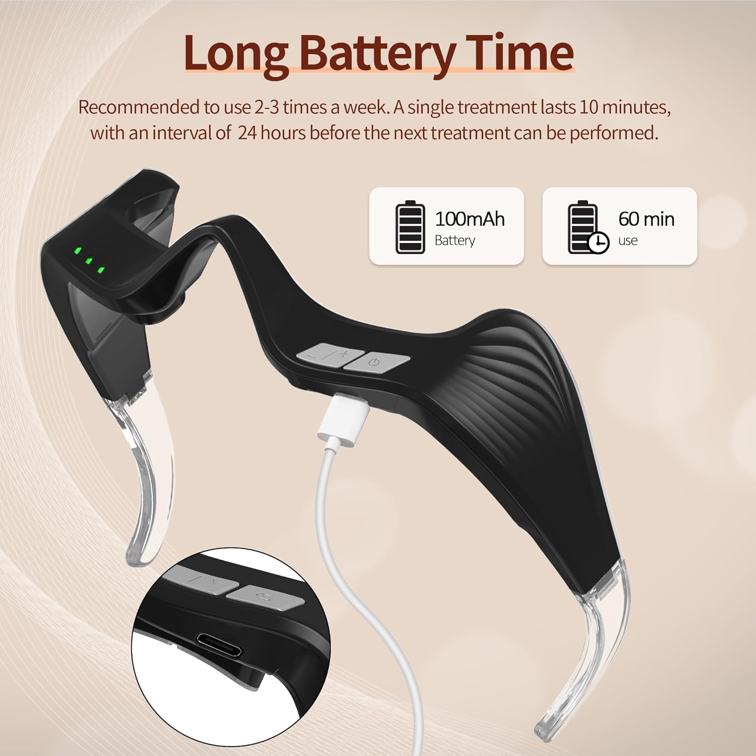 Under Eye Red Light Therapy Device, 650nm Red Light Therapy Eye Massager for Relieve Eye Bags, Eye Fatigue, Dark Circles, with Glasses Strap, Light-Weight, Hands-Free Use (Black)